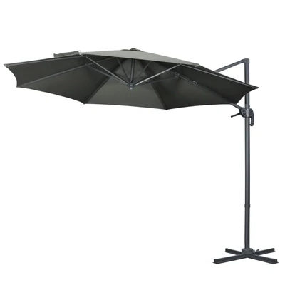 Ampelschirm Sonnenschirm Gartenschirm , inkl. Kreuzfuß, wetterbeständig, 294 cm x 248 cm, Grau