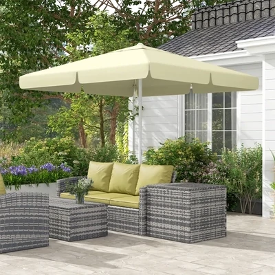 Gartenschirm, Sonnenschirm, Beige/Weiss