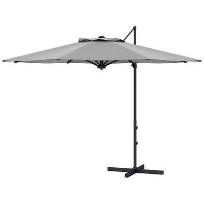 Ø3 m Ampelschirm, neigbar, drehbar, Handkurbel, Windhaube, Metallmast, Dunkelgrau