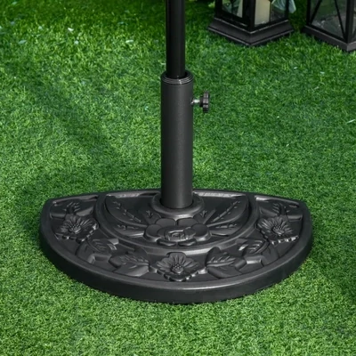 Sonnenschirmständer, halbrund, 9 kg, Blumendesign, HDPE/Zement, für Schirmmasten Ø35/38/48 mm