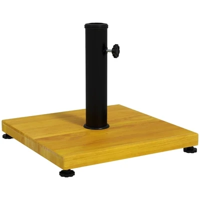 Sonnenschirmständer, 25 kg, Holzoptik, Betonfüllung, wetterfest, Metall, Gelb