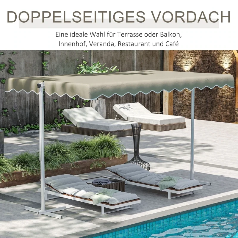 Standmarkise, 360°-Drehsystem, ausziehbar, Kordelzug, khaki, 402,5 x 227 x 220 cm
