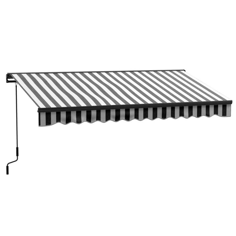 Sonnenstore, Markise elektrisch, wetterbeständig, 4 m Grau + Weiss