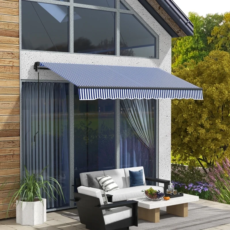 Sonnenstore Markise Terrassenmarkise, inkl. Handkurbel, wetterbeständig, 247 cm x 295 cm, Blau + Weiss