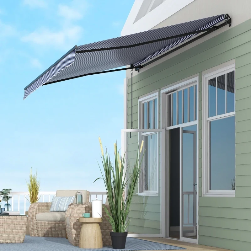 Sonnenstore Markise Terrassenmarkise, inkl. Handkurbel, wetterbeständig, 4 m x 3 m, Blau + Weiss