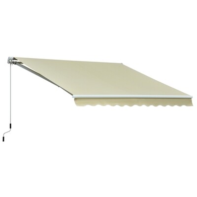 Sonnenstore Markise Gelenkarmmarkise Sonnenschutz mit Handkurbel 3,5 x 2,5 m Beige Creme Alu Polyester