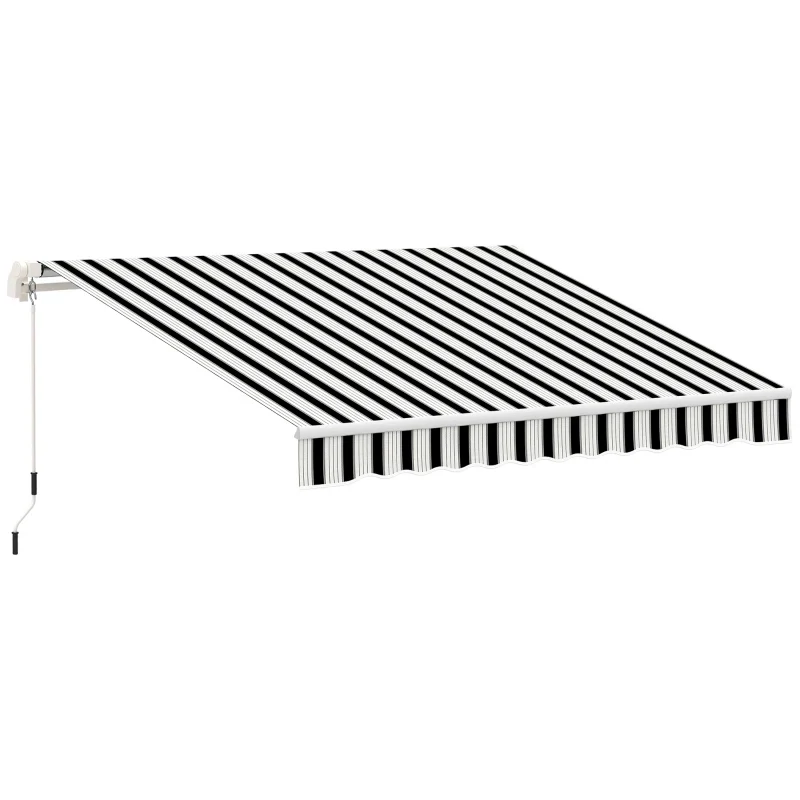Sonnenstore Markise, Sonnenschutz, einfahrbar, mit Handkurbel, Metallrahmen, Polyester, blau+weiss, 3,95 x 2,45 x 3,50 m