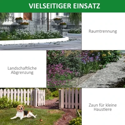 Gartenzaun Gitterzaun Zaun, Vintage-Design, wetterbeständig, 365 cm x 0.8 cm x 112 cm, Schwarz