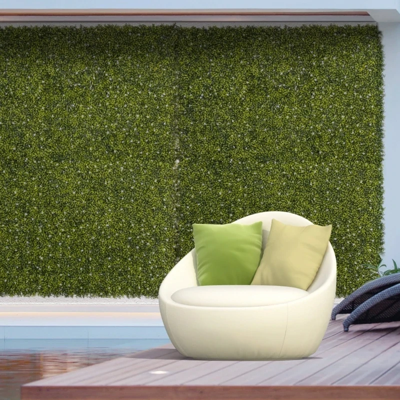 12 Stück künstliches Pflanzenwand Hecke 50x50 cm UV-Schutz Sichtschutz Mailänder Gras Design Heckenpflanze für Garten Outdoor Dekor