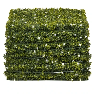 12 Stück künstliches Pflanzenwand Hecke 50x50 cm UV-Schutz Sichtschutz Mailänder Gras Design Heckenpflanze für Garten Outdoor Dekor