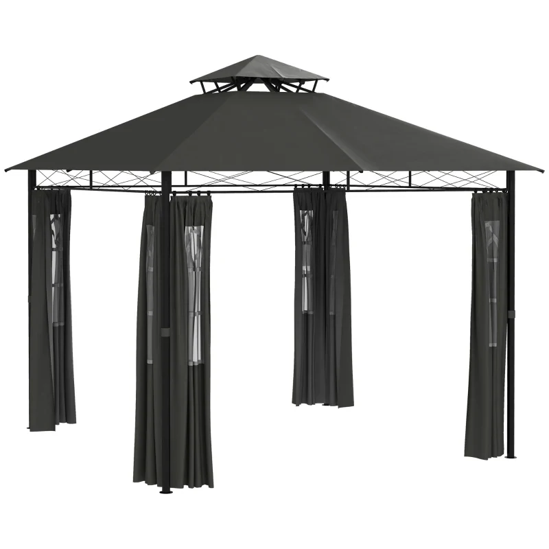 Pavillon Partyzelt Gartenpavillon, 2,95 x 2,95 x 2, 85 m, Dunkelgrau