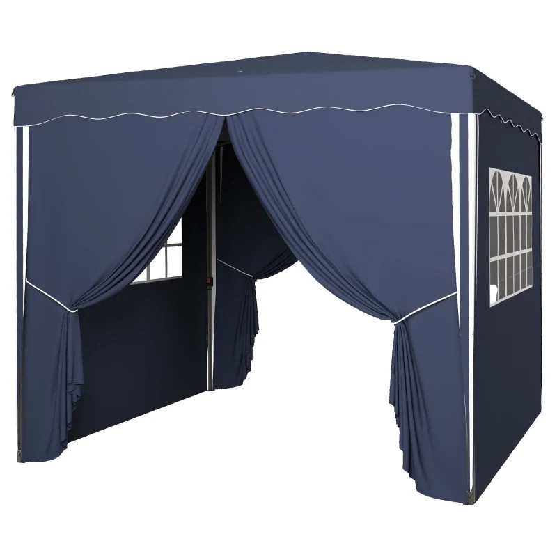Faltpavillon, Gartenpavillon, höhenverstellbar, 2 grosse Fenster, Tragetasche, Metallgestell, 3x3m, Blau