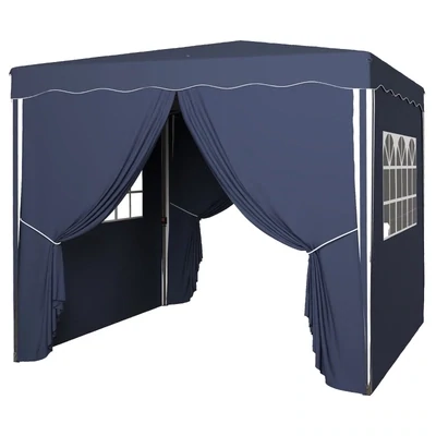Faltpavillon, Gartenpavillon, höhenverstellbar, 2 grosse Fenster, Tragetasche, Metallgestell, 3x3m, Blau
