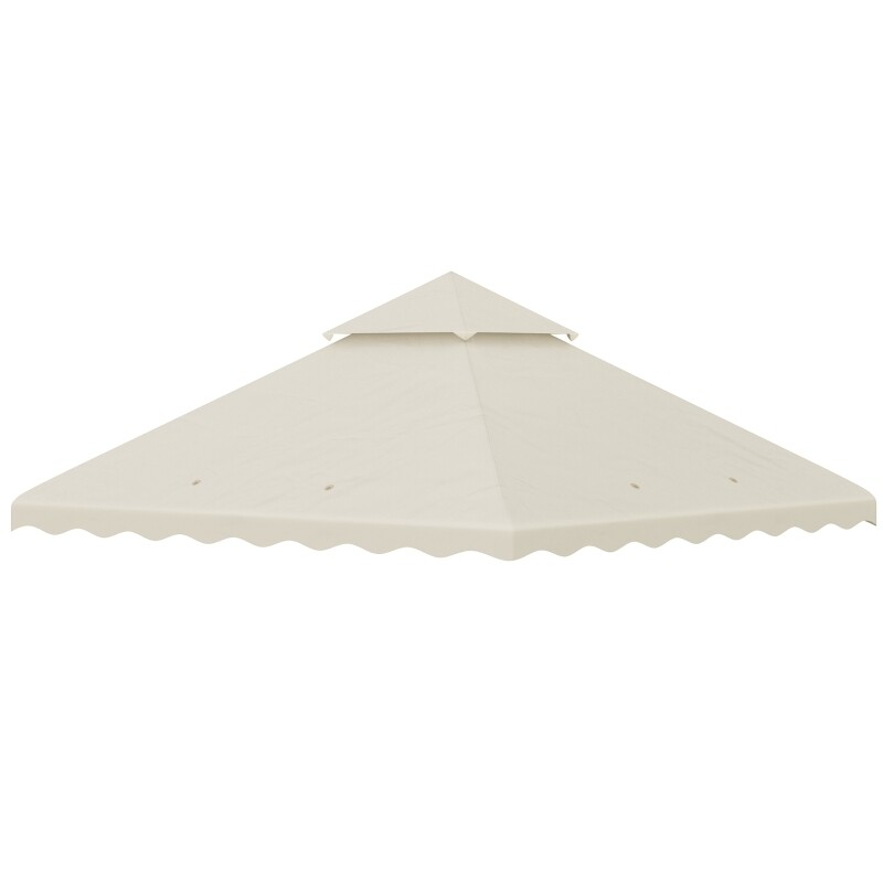 Ersatzdach für Pavillon, mit Lüftungsdach, Wasserablauflöcher, Polyester, 3 x 3 m, Cremeweiss