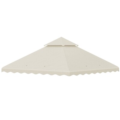 Ersatzdach für Pavillon, mit Lüftungsdach, Wasserablauflöcher, Polyester, 3 x 3 m, Cremeweiss