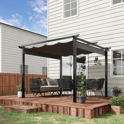 Pergola 3 x 3 m Pavillon Terrassenüberdachung Grau