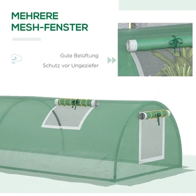 Foliengewächshaus, wetterbeständig, 300 cm x 80 cm x 45 cm, Grün