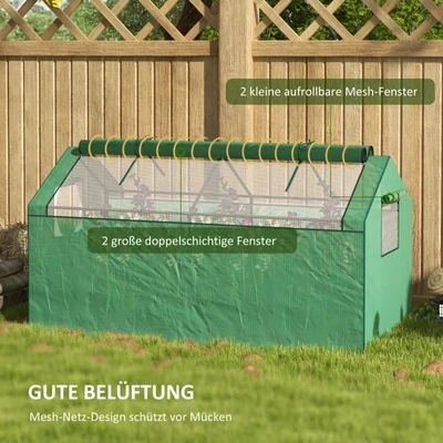 Mini-Gewächshaus Frühbeet Foliengewächshaus, wetterbeständig, 180 x 92 x 92 cm, Grün