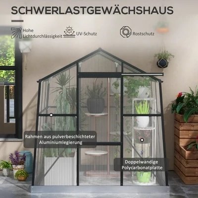 Gewächshaus Treibhaus Frühbeet, wetterbeständig, 192 x 192 x 203 cm, Schwarz