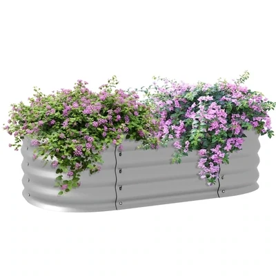 Hochbeet Pflanzenbeet, modulares Hochbett, geschützte Kanten, Design ohne Boden, 105 x 62 x 30 cm, Silber