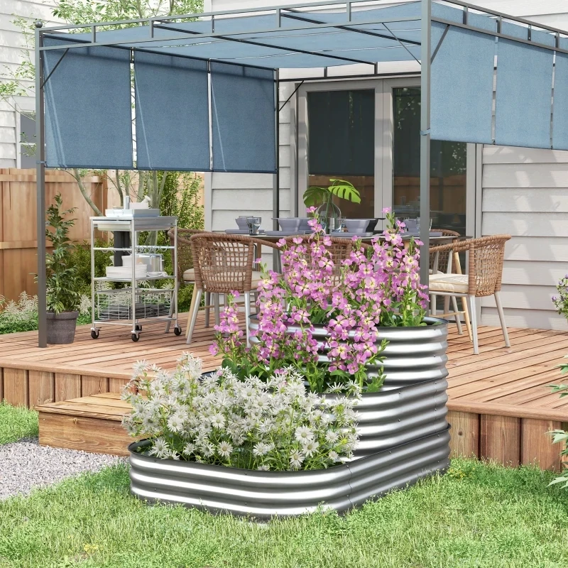 IKAYAA Hochbeet Metall 320x80x45 Cm - Anthrazit Gartenbeet Aus Stahl