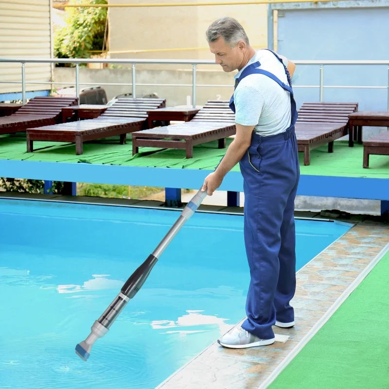 Poolsauger, kabellos, 80 Min. Betrieb, geringes Gewicht: 800g, 19L Wasser/Minute, Aluminium, Ф6 x 106-162 cm