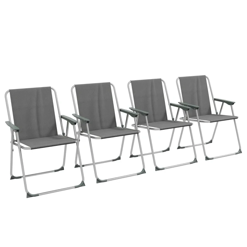 4er Set Gartenstuhl Klappstuhl Campingstuhl, 53 cm x 54 cm x 76 cm, Grau + Silber