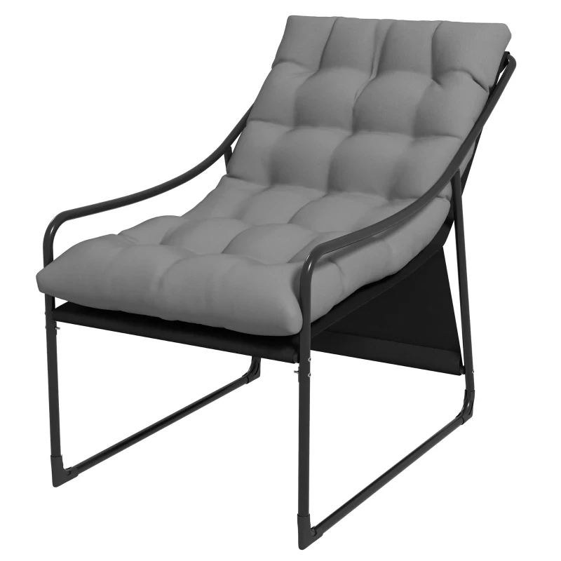 Gartensessel Gartenstuhl mit dickem Sitzkissen Garten Loungesessel mit Armlehne