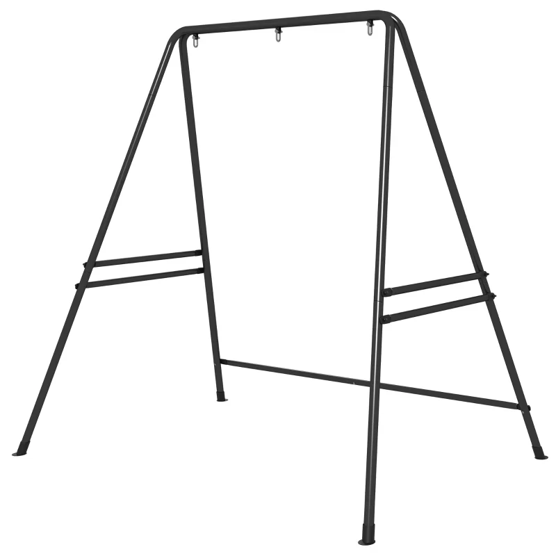 Hängestuhlgestell, robust &amp; wetterfest, Indoor &amp; Outdoor, bis 150 kg, Stahl, 178 x 143 x 180 cm, Schwarz