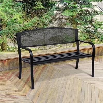 Gartenbank Sitzbank 2-Sitzer Schwarz