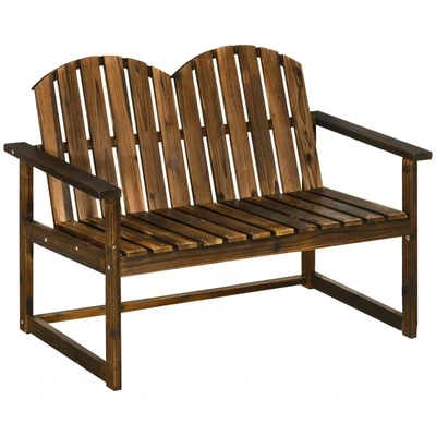 Gartenbank für 2 Personen, rustikales Design, Tannenholz, 114x63x86 cm