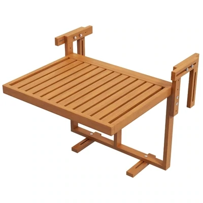 Balkontisch Klapttisch, wetterbeständig, höhenverstellbar, 68 cm x 65 cm x 55 cm, Teak