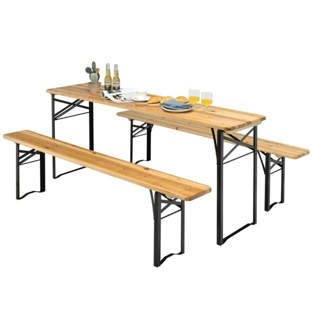 Bierzeltgarnitur 178 cm Langer Biertisch mit Sitzgarnitur 3-Teilig