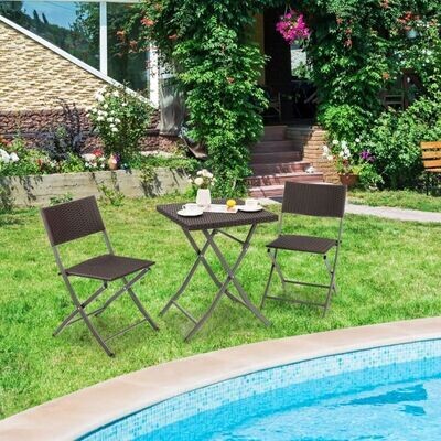 Gartenmöbel-Set 3-Teiliges Bistro-Set Rattan Braun