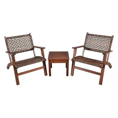 3-Teiliges Balkon-Set aus Eukalyptusholz Braun