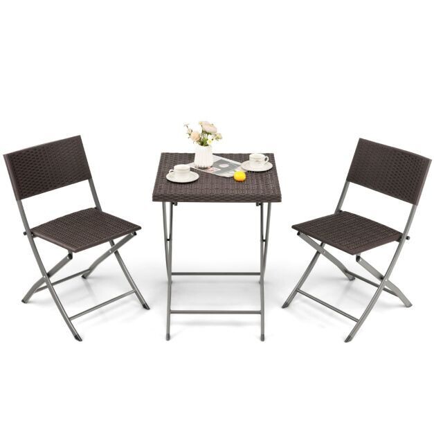 Gartenmöbel-Set 3-Teiliges Bistro-Set Rattan Braun