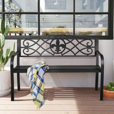 klassische Gartenbank Sitzbank Terrassenbank 128 x 60 x 89 cm Schwarz