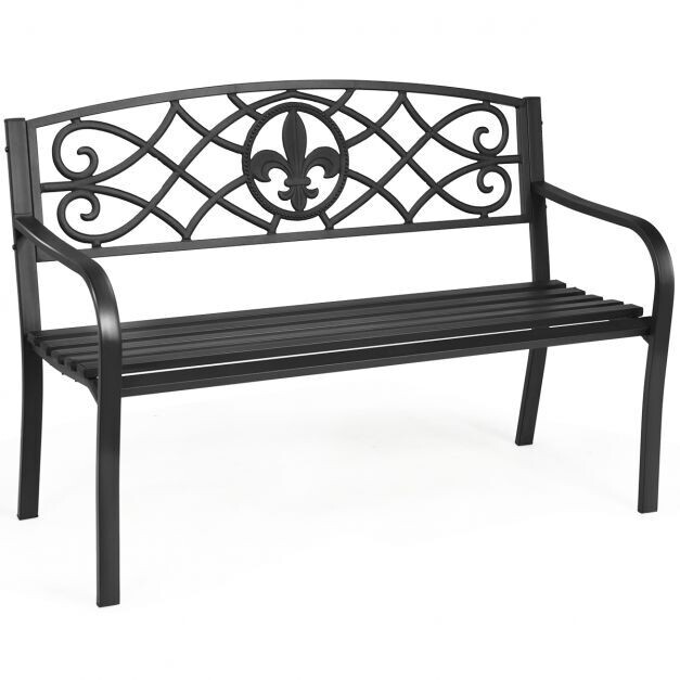 klassische Gartenbank Sitzbank Terrassenbank 128 x 60 x 89 cm Schwarz