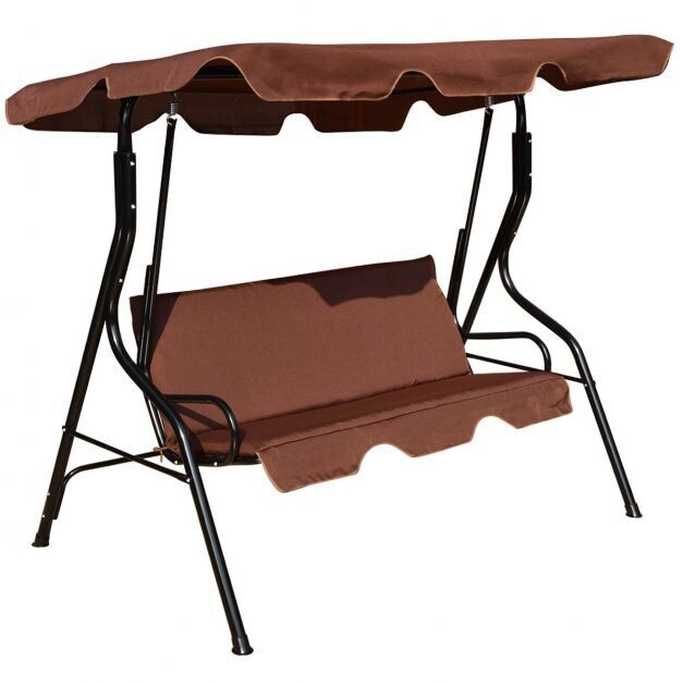 Hollywoodschaukel 3-Sitzer Schaukelbank mit Sonnendach braun 172 x 154 x 110 cm