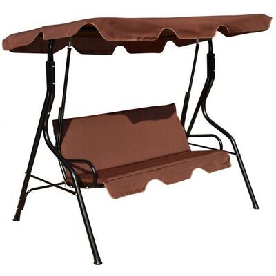 Hollywoodschaukel 3-Sitzer Schaukelbank mit Sonnendach braun 172 x 154 x 110 cm