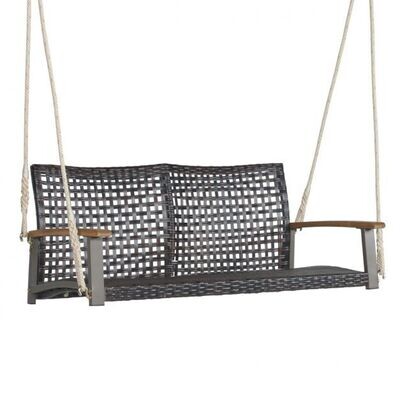 Schaukelbank-Hängebank aus PE-Rattan mit 2 Seilen 131 x 68 x 54 cm