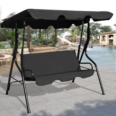 Hollywoodschaukel 3-Sitzer Schaukelbank mit Sonnendach Schwarz 172 x 154 x 110 cm