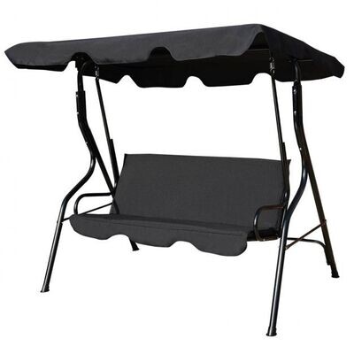 Hollywoodschaukel 3-Sitzer Schaukelbank mit Sonnendach Schwarz 172 x 154 x 110 cm