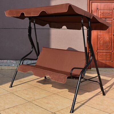 Hollywoodschaukel 3-Sitzer Schaukelbank mit Sonnendach braun 172 x 154 x 110 cm