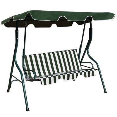 Hollywoodschaukel 3-Sitzer Schaukelbank mit Sonnendach grün-weiss 172 x 154 x 110 cm