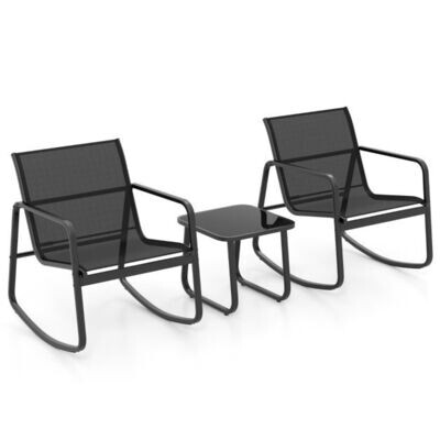 3-TLG. Gartenmöbel Set mit 2 Schaukelstühlen &amp; Tisch Gartengarnitur