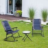 3-teiliges klappbares Bistro-Set Outdoor-Schaukelstühle mit Tisch Blau + Grau