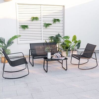 4-TLG. Gartenmöbel Set mit Schaukelstühlen und Tisch