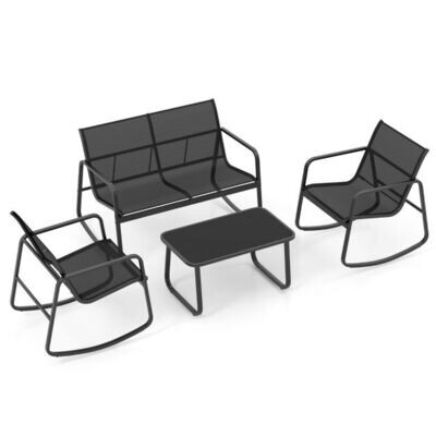 4-TLG. Gartenmöbel Set mit Schaukelstühlen und Tisch