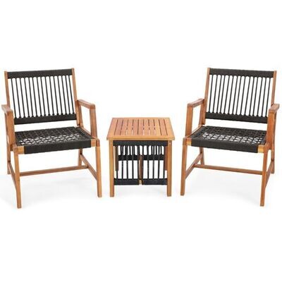 3tlg. Bistroset 2 Gartenstühle &amp; Beistelltisch aus Akazienholz Gartenmöbel-Set